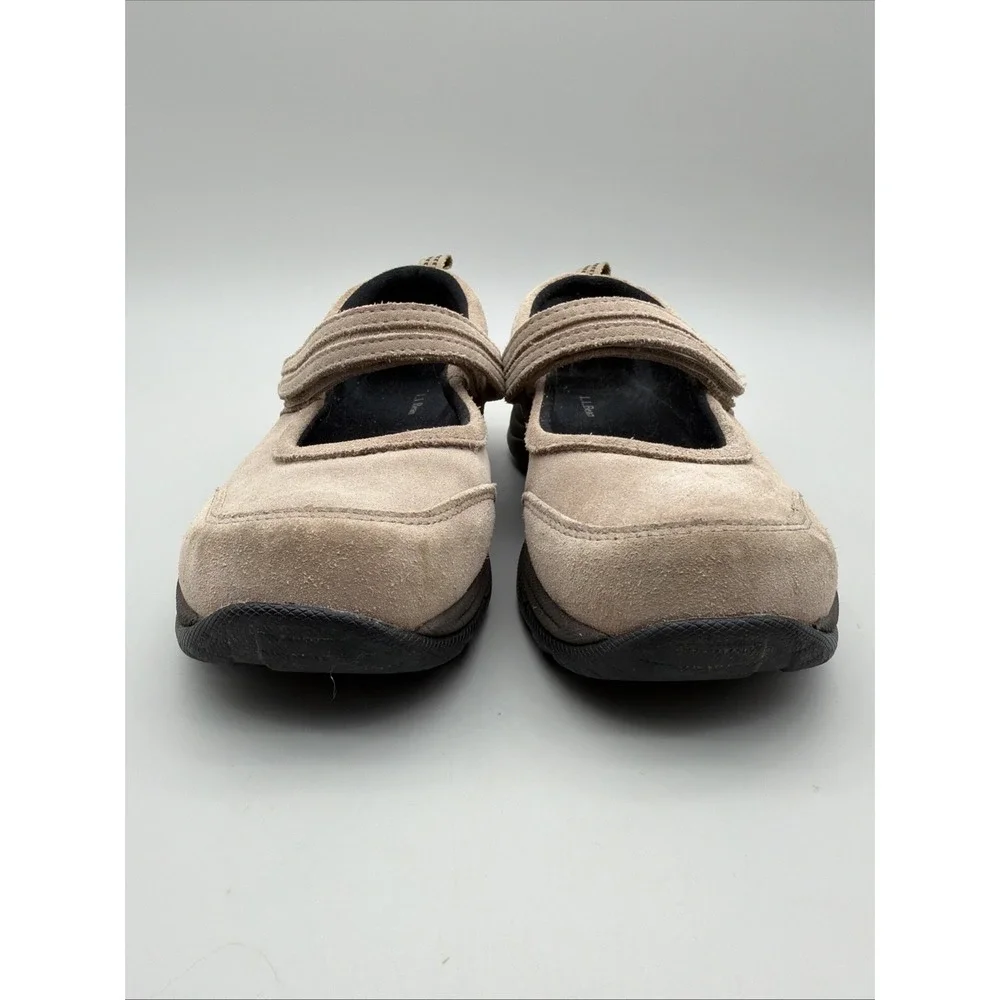 L.L. Bean Mary Jane Shoes Womens 9 Tan Suede Hook Loop 278614 Comfort Trail
